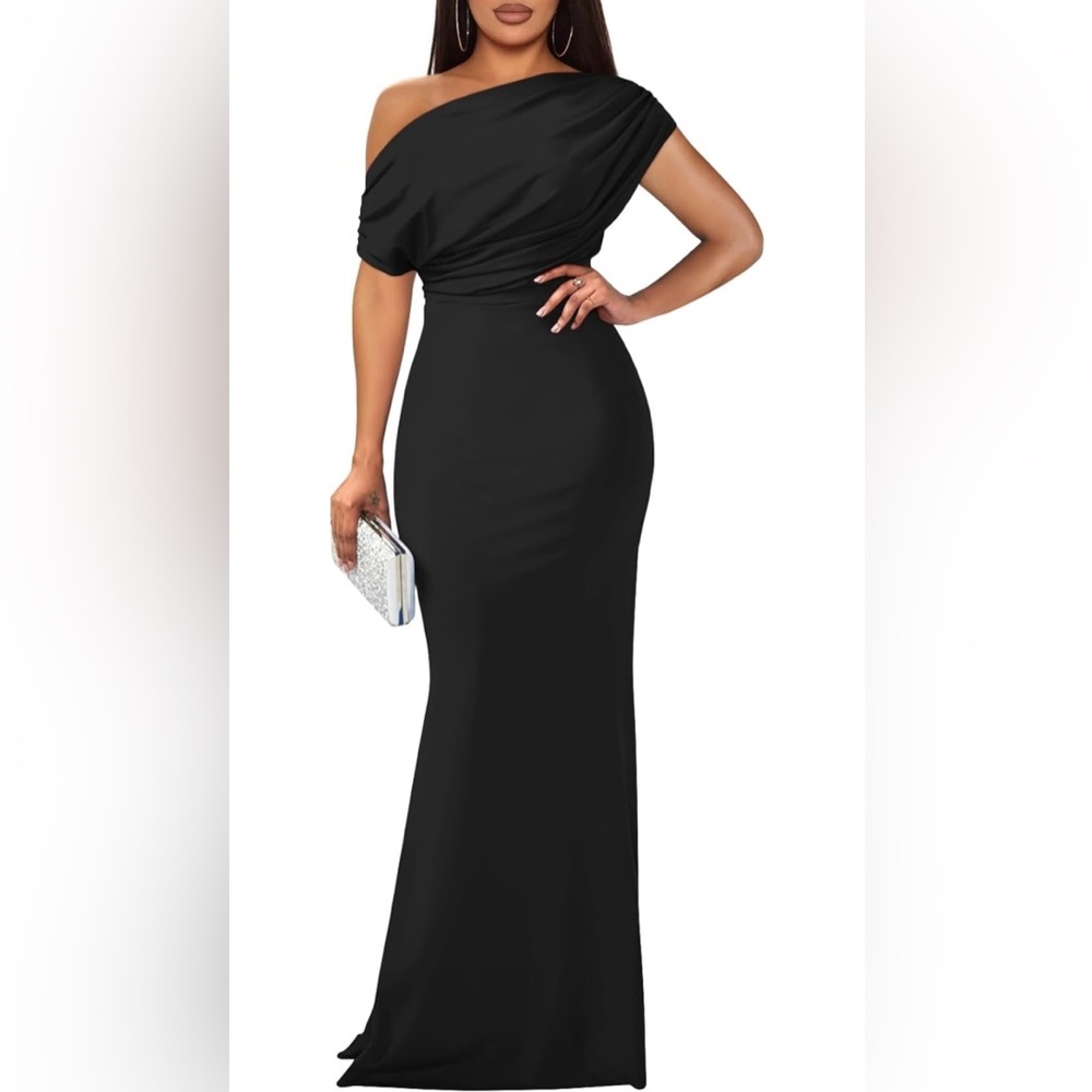 Women's Elegant Sleeveless Off Shoulder Bodycon Long Formal Party Evening Dress